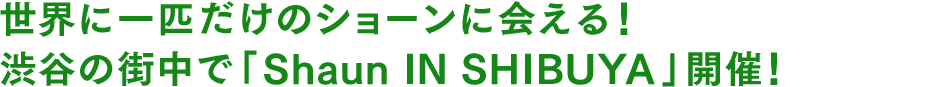 世界に一匹だけのショーンに会える！渋谷の街中で「Shaun IN SHIBUYA」開催！